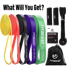 Carica l&#39;immagine nel visualizzatore di Gallery, FitBeast Bande Elastici Fitness [5 elastici trazioni] con Ancoraggio per Porta, pad di Protezione per le Mani, per Stretching, Allenamenti di Resistenza, Potenziamento Muscolare, per Uomini e Donne