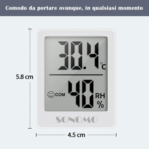 Sonomo Igrometro Termometro 3 Pezzi Termometro Ambiente Interno Igrometro Digitale Misuratore Umidità Ambiente Soggiorno, Camera Dei Bambini, Ufficio（Bianco)