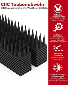 CIIC Dissuasori per Piccioni 5.7M, Dissuasoro Anti Piccioni, Dissuasori per Gatti Scaccia Piccioni, Dissuasori per Uccelli per Balcone Terrazza Finestra Plastica da Esterno（20 Pezzi Nero）