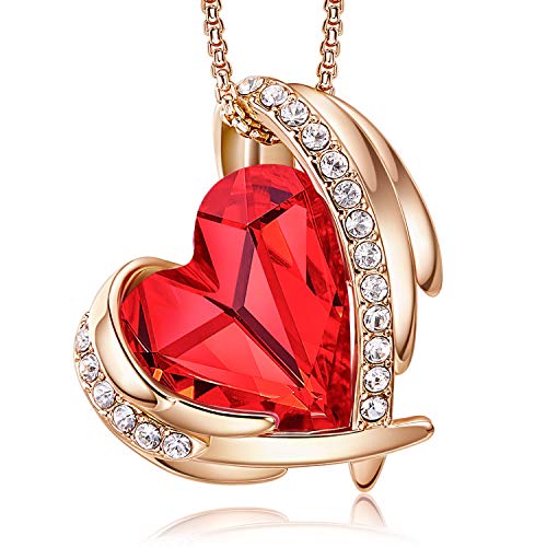 CDE Collana da Donna Cuore Cristalli con Scatolina per Gioielli Rosso-dorato - Ilgrandebazar