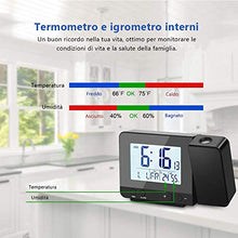 Carica l&#39;immagine nel visualizzatore di Gallery, Deofde Sveglia con proiezione, Digitale Ampio Display LCD,...