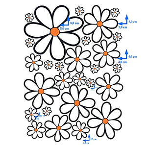 GamesMonkey® - Adesivi Auto Fiori Margherite Prilblumen Tuning - 27/54 / 108 Pezzi - Carrozzeria Divertenti Moto Bicicletta Stickers Vetri Casco (Small, 27 Pezzi, Col 005)