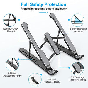 AOVUYCK-Store Supporto PC Portatile, 8 Livelli Regolabile & Raffreddamento Porta PC, Pieghevole in Plastica e Silicone Laptop Stand per Computer Portatili e Tablet (10-15,6’’)