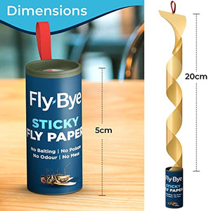 Fly-Bye Nastri per Mosche – Trappola per Mosche – Carta Moschicida - Acchiappa Mosche –Trappola Moscerini - Cattura Mosche - Anti Moscerini Casa - Senza Veleno/Odore, ecologici, Confezione da 20