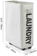 Carica l'immagine nel visualizzatore di Gallery, Foucome, cesto portabiancheria sottile con ruote, per vestiti sporchi, organizer per camera da letto, bagno, angolo: 38,1 x 17,8 x 22 cm, Grigio chiaro, 39x18.5x58CM/15.3x7.2x22.8 inch