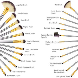 18 Pezzi Pennelli Trucco Set di 18 eleganti pennelli bianchi per il trucco