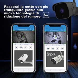 Telecamera di Sorveglianza 1080P WiFi Esterno, COOAU Videocamere...