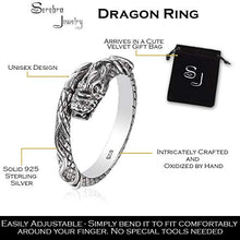Carica l&#39;immagine nel visualizzatore di Gallery, Drago Anello in argento sterling 925 | regolabile dimensione unisex uomini... - Ilgrandebazar