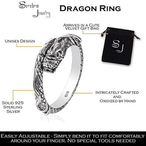 Drago Anello in argento sterling 925 | regolabile dimensione unisex uomini... - Ilgrandebazar