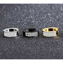 Carica l&#39;immagine nel visualizzatore di Gallery, Eleganti orecchini a cerchio, fatti a mano con strass, da d&#39;oro+argento+nero - Ilgrandebazar