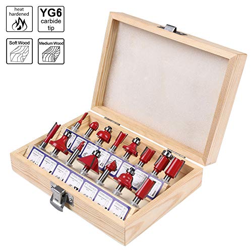 flintronic Set di Fresa per Scanalature del Legno, 15 Pezzi #1 Rosso 15pcs - Ilgrandebazar