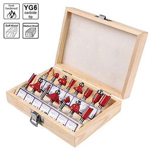 flintronic Set di Fresa per Scanalature del Legno, 15 Pezzi #1 Rosso 15pcs - Ilgrandebazar