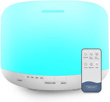 Carica l'immagine nel visualizzatore di Gallery, Diffusore di Oli Essenziali, AIMASON 500ml Diffusore di Aromicon modalità regolabile, senza BPA, timer e spegnimento automatico , Diffusore Ambiente Luci Notturne 7 Colori, Senza BPA, Bianco
