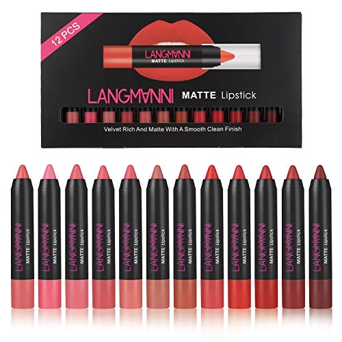 ISENPENK 12pcs Rossetti Set Lipstick Matte Lunga Durata 12 pz