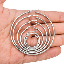 Carica l&#39;immagine nel visualizzatore di Gallery, Sailimue 6 Paia Orecchini a Cerchio Acciaio Inox A 6 Di Color Argento