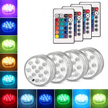 Carica l&#39;immagine nel visualizzatore di Gallery, Set di 4 Pezzi Luce a LED RGB Sommergibile Luci Multicolori impermeabili 4 X 10pcs LED SMD con telecomando per Vasi, Giardino, Acquario, Stagno, Piscina, Cristallo, Feste, Natale, Halloween … [Classe di efficienza energetica A]