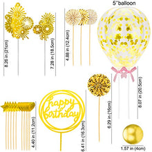 Carica l'immagine nel visualizzatore di Gallery, Herefun Decorazione Torta Topper Set, Includere Oro Glitter Happy Birthday...