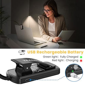 TEAMPD Luce da Lettura, USB Ricaricabile Lampada da Lettura, 10 LEDs 3 Modalità 100-10% Luminosità Regolabile Luce per Lettura Libri a Letto con Clip, Luce Lettura per Libro,Portatili,Viaggio,Bambini