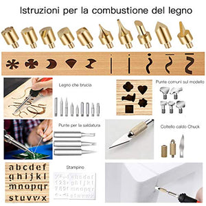 45 Pezzi Kit Pirografia Legno,Preciva 60W Portatile Arancione - Ilgrandebazar