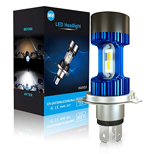 Lampadina H4 LED per Moto, 6400LM Lampada Sostituzione Alogena, Blu