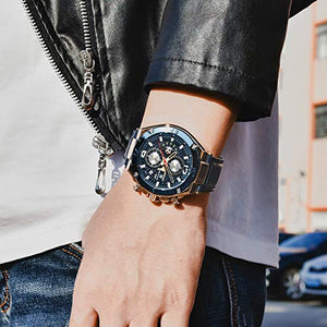 Orologio uomo BY BENYAR Cronografo Analogico Impermeabile Orologi Blackblue - Ilgrandebazar