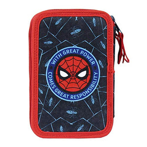 Artesania Cerda Plumier Triple Giotto Spiderman Sacca, 19 cm, Blu (Azul)