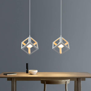 Lampada a sospensione Vintage industriale, cubo creativo battuto Bianco - Ilgrandebazar