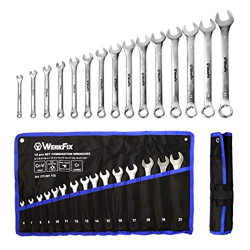 WERKFIX Set di Chiavi Combinate 6-21 mm 15 pz. inglesi sabbiate, in... - Ilgrandebazar