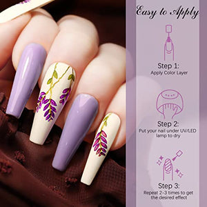 Kastiny Smalto Semipermanente Per Unghie, 6 Colori Smalto per Unghie in Gel UV LED Rosso, Viola, Marrone con Base e Top Coat, Matt Coat, 7.5ML