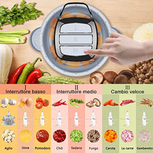 Carica l'immagine nel visualizzatore di Gallery, Nestling® 600W Robot da Cucina,Tritatutto Elettrico da 2 litri,Tritatutto per Verdure con 4 Lame Affilate per Carne, Verdure,Cipolle e Frutta [Classe di efficienza energetica A+++]