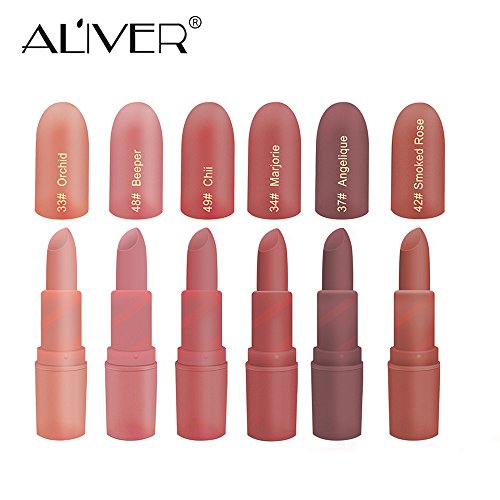 Aliver, rossetti idratanti in 6 colori, set di opachi per 6 colori 1 - Ilgrandebazar
