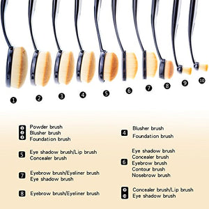 Start Makers pennelli ovali make up - 10pcs / Set Spazzolino stile black