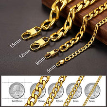 Carica l&#39;immagine nel visualizzatore di Gallery, ChainsHouse Hip Hop Curb Ragazzi Collana Catena a maglie cubane in Oro(15mm) - Ilgrandebazar
