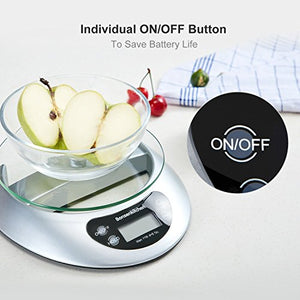 Bonsenkitchen Bilancia da cucina Digitale, vassoio di vetro con Argento - Ilgrandebazar