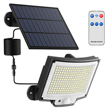 Carica l&#39;immagine nel visualizzatore di Gallery, Luce Solare Led Esterno con Sensore di Movimento [228LED/3Modes] Luci Solari da Esterno con Telecomando, IP65 Impermeabile LED Lampade Solari da Esterni con Estensore da 5M Giardino Garage [1 Pezzi ]