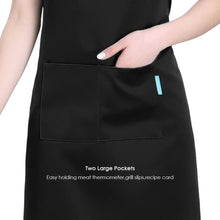 Carica l'immagine nel visualizzatore di Gallery, Esonmus Grembiule regolabile da 2 pezzi con 2 tasche Grembiuli da Cucina per Cuoco, per Uomo e Donna, Nero