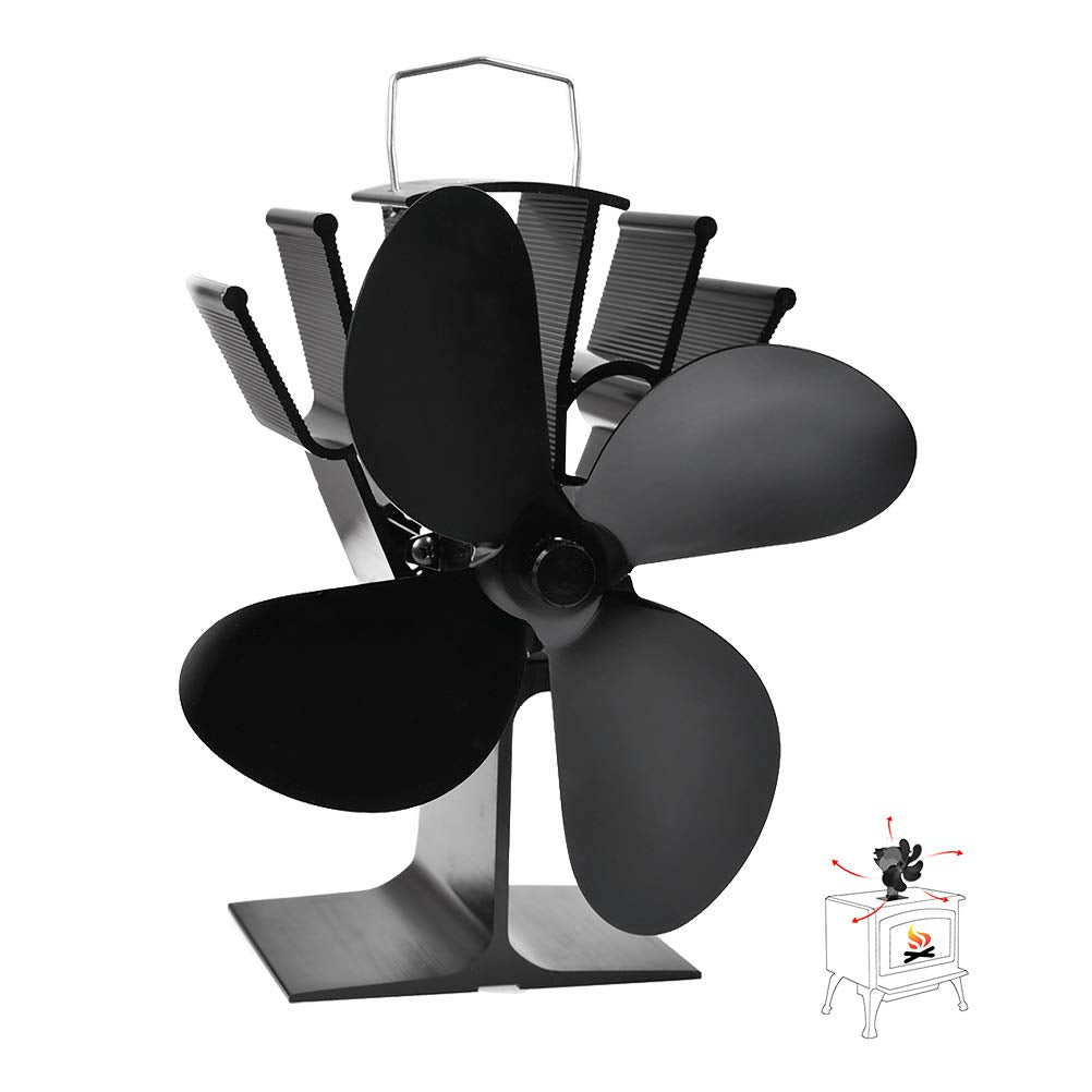 Ventilatore per camini a legna, BUYGOO a 4 pale riscaldato per...