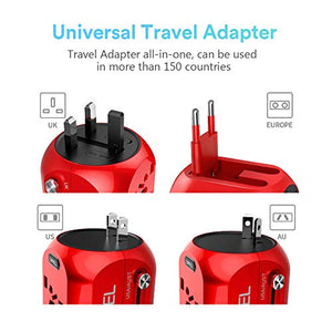 Milool Adattatore Universale da Viaggio con QC3.0 Quick Charge 2 Porte Rosso - Ilgrandebazar
