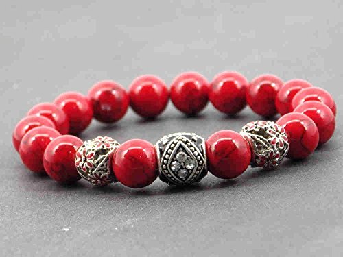 Bracciale Miss Chichi in rossa turchese ricostituita con perline di metallo... - Ilgrandebazar
