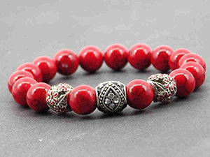Bracciale Miss Chichi in rossa turchese ricostituita con perline di metallo... - Ilgrandebazar