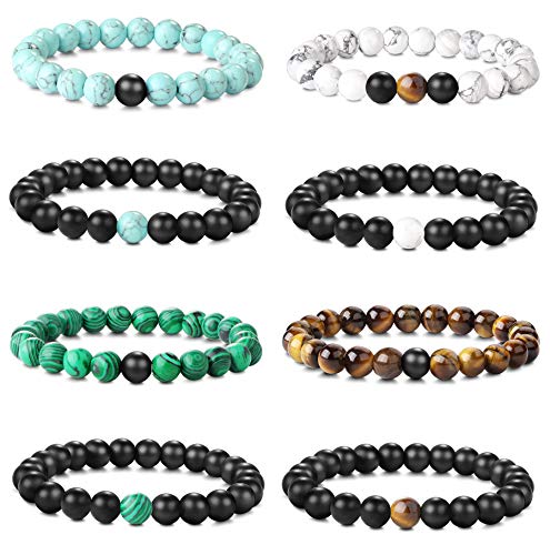 CASSIECA 8 Pezzi 8mm Bracciale Pietra Palline per Uomo Donna Occhio di Tigre... - Ilgrandebazar
