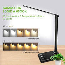 Carica l&#39;immagine nel visualizzatore di Gallery, Lampada da Scrivania LED, AUELEK Tavolo Ricaricabile Pieghevole Nero - Ilgrandebazar