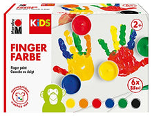Carica l'immagine nel visualizzatore di Gallery, Marabu, set di 6 colori vivaci KiDS, ciascuno da 35 ml, adatti per dipingere con le mani all’asilo, a scuola, in terapia e a casa, senza parabeni, vegani, senza lattosio, senza glutine, 0303000050800