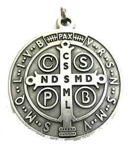 60.050.30 medaglia di san benedetto argento misura 48 mm con anello prete... - Ilgrandebazar