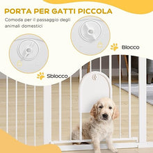 Carica l'immagine nel visualizzatore di Gallery, PawHut Cancelletto per Cani Estensibile con Porta a Chiusura Automatica, in Metallo e ABS, 75-131x76 cm, Bianco