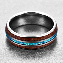 Carica l&#39;immagine nel visualizzatore di Gallery, NUNCAD Anello Uomo/Donna con Shell + Legno/Opale Tungsteno Legno + Blu Opale - Ilgrandebazar