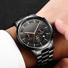 Carica l'immagine nel visualizzatore di Gallery, LIGE Orologi Uomo Acciaio Inossidabile Impermeabile Quarzo Analogico Black - Ilgrandebazar