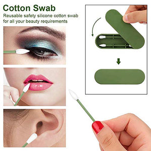 Tampone Di Cotone Riutilizzabile, Cotton Fioc Silicone verde - Ilgrandebazar