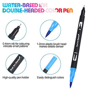 MISDUWA Brush Pen Lettering, 24 colori Pennarelli Punta Fine 0,4 mm e 1-2mm Punta Pennello, Pennarelli Journal, Colorare e Disegnare,Schizzi