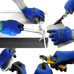 S&R 12 x Guanti da Lavoro 12 Paia in poliestere con rivestimento PU. L/10